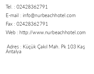 Nur Beach Hotel iletiim bilgileri